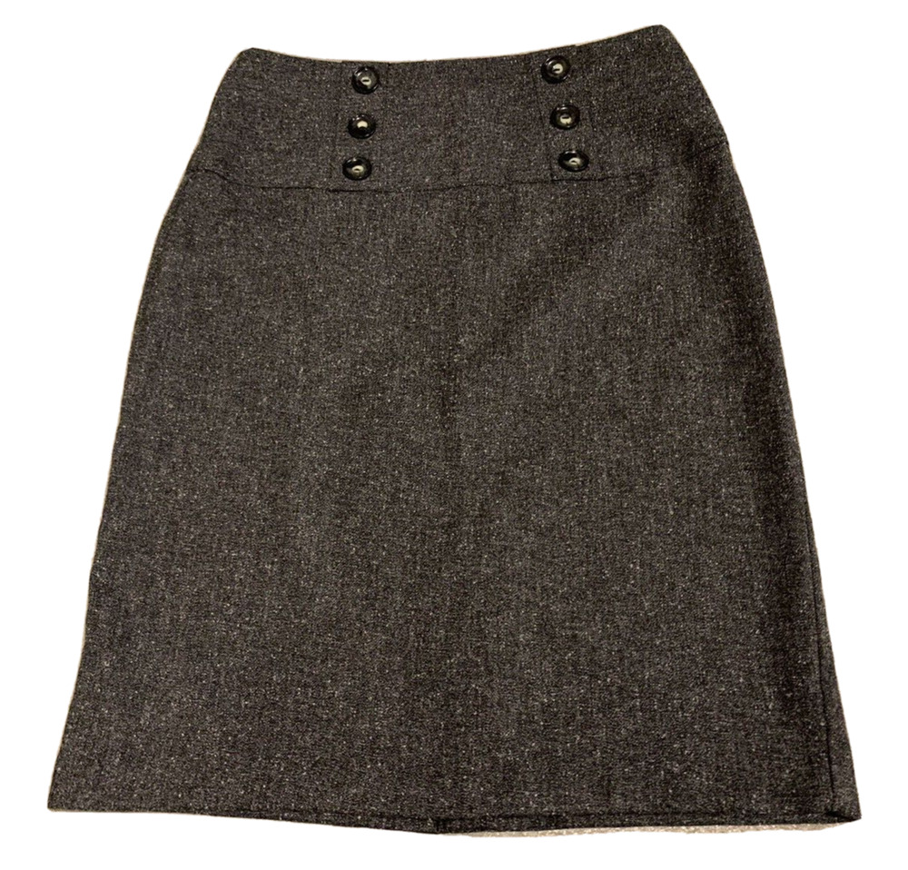 BCX Women Dark Grey Tweed Skirt Size 9 Office Cottage Core Business Professional
